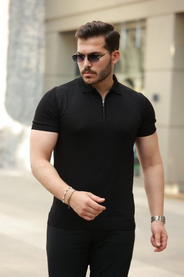 Erkek Fermuar Yakalı Kısa Kollu Tişört resmi